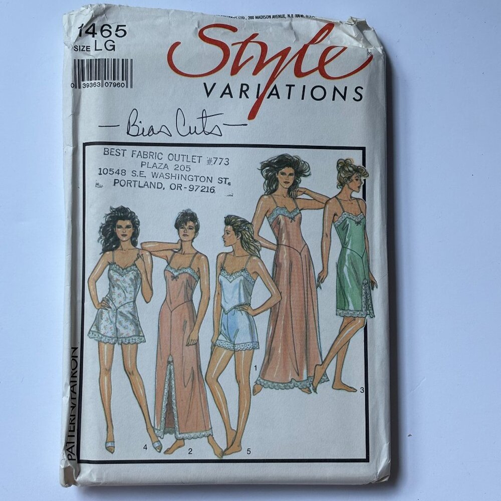 Style Variations Pattern 1465 Slip, nightgown, cami-knickers, french knickers